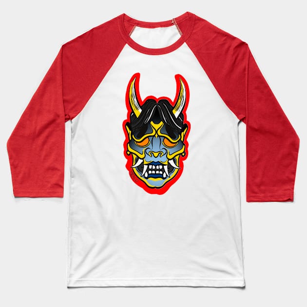 Oni demon slate gray and red Baseball T-Shirt by Maserpop